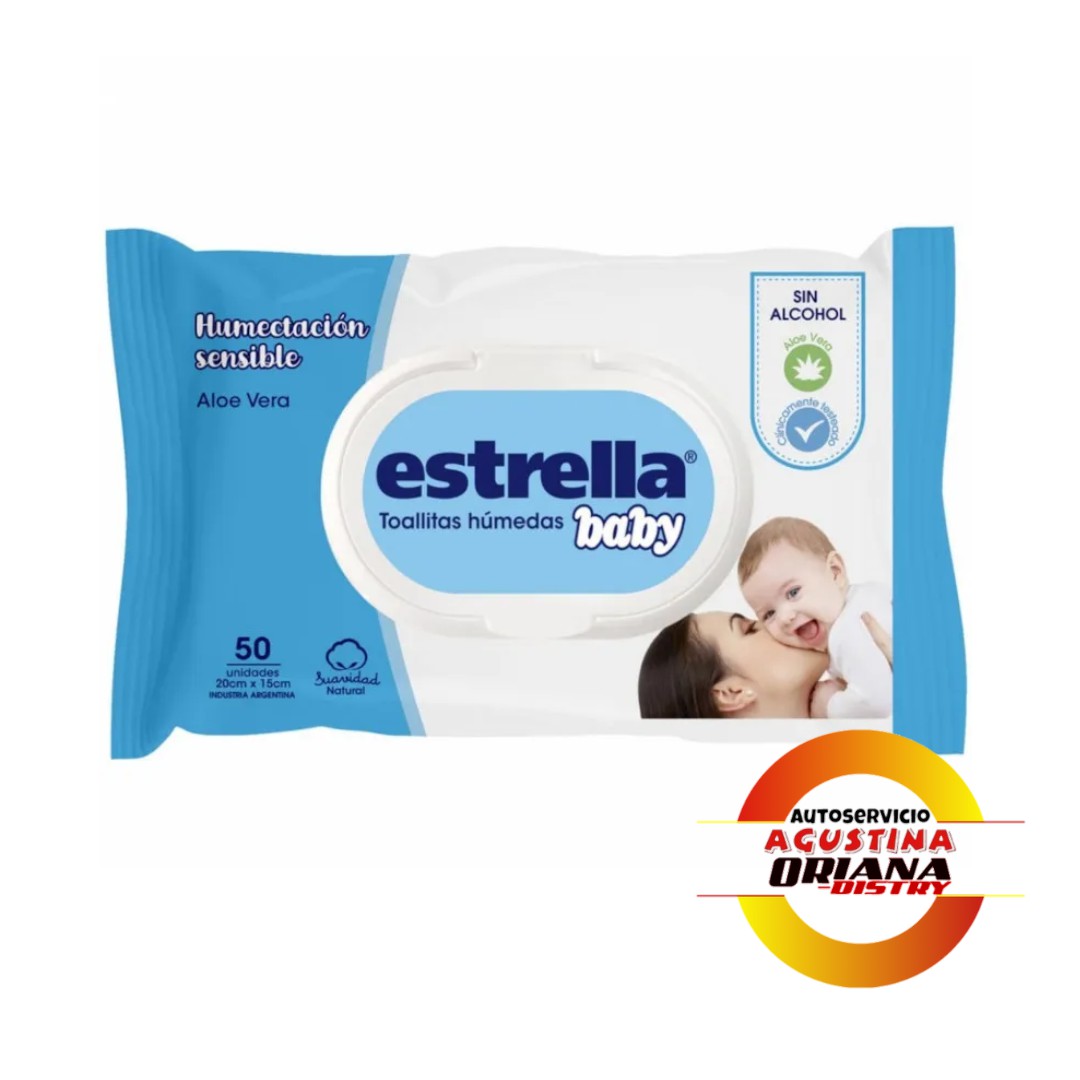 TOALLITAS ESTRELLA HUMEDAS X50 ALOE VERA