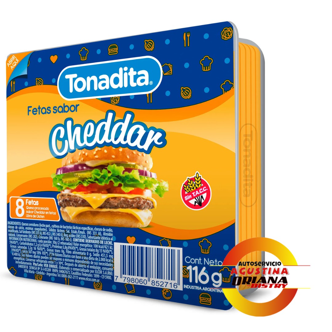 CHEDDAR 8 FETAS TONADITA
