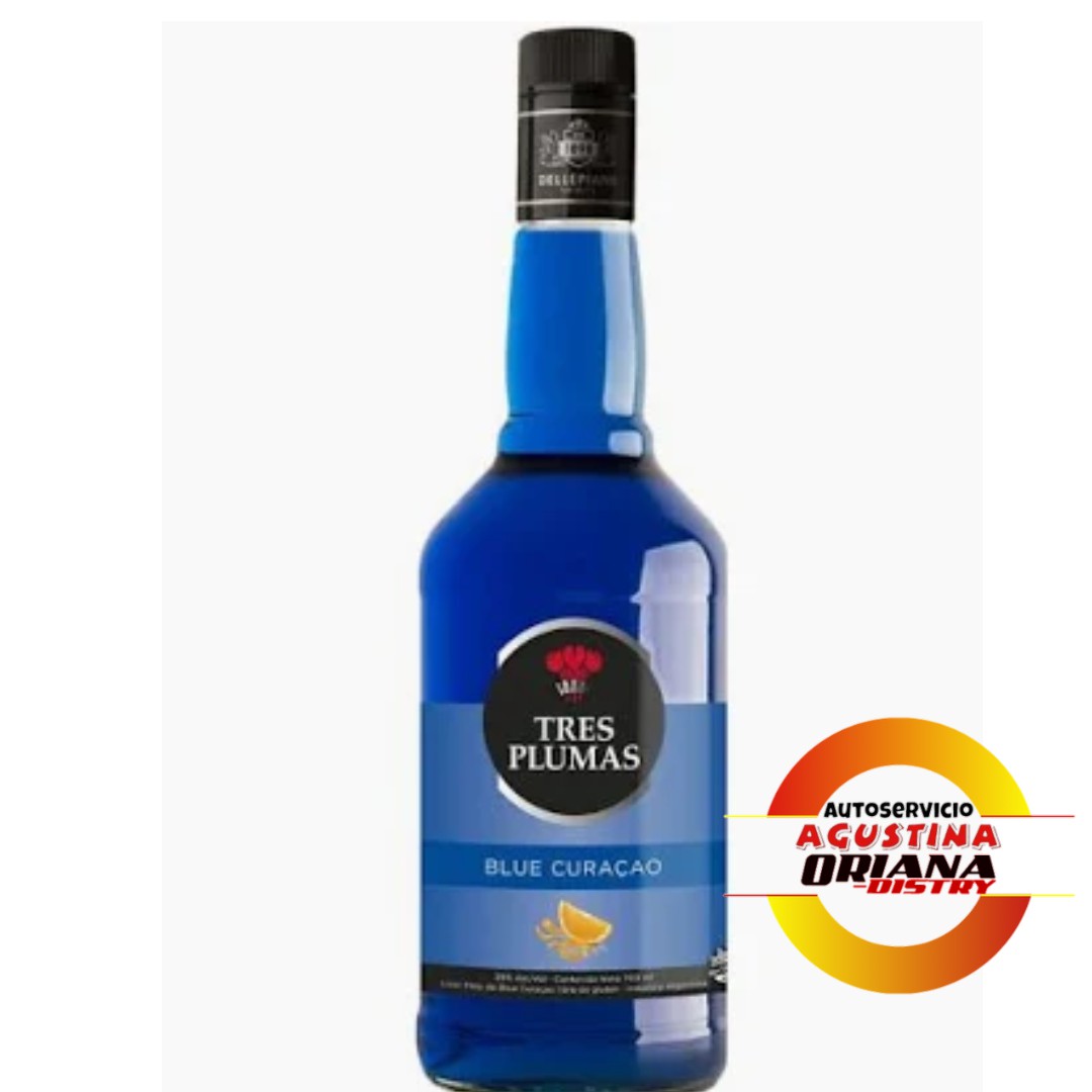 LICOR TRES PLUMAS 700CC BLUE CURACAO