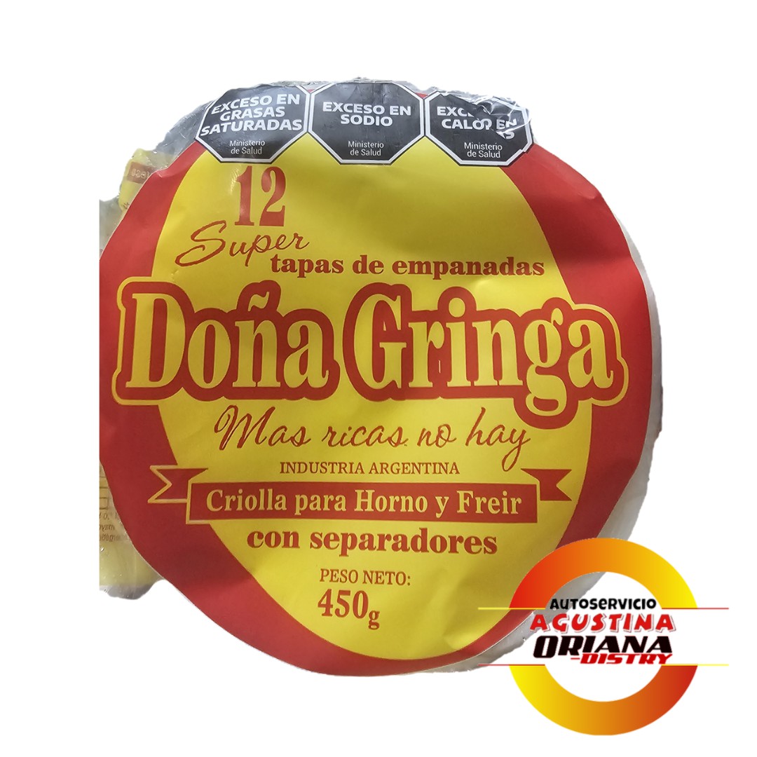 TAPA DE EMPANADAS DOÑA GRINGA SUPER X12