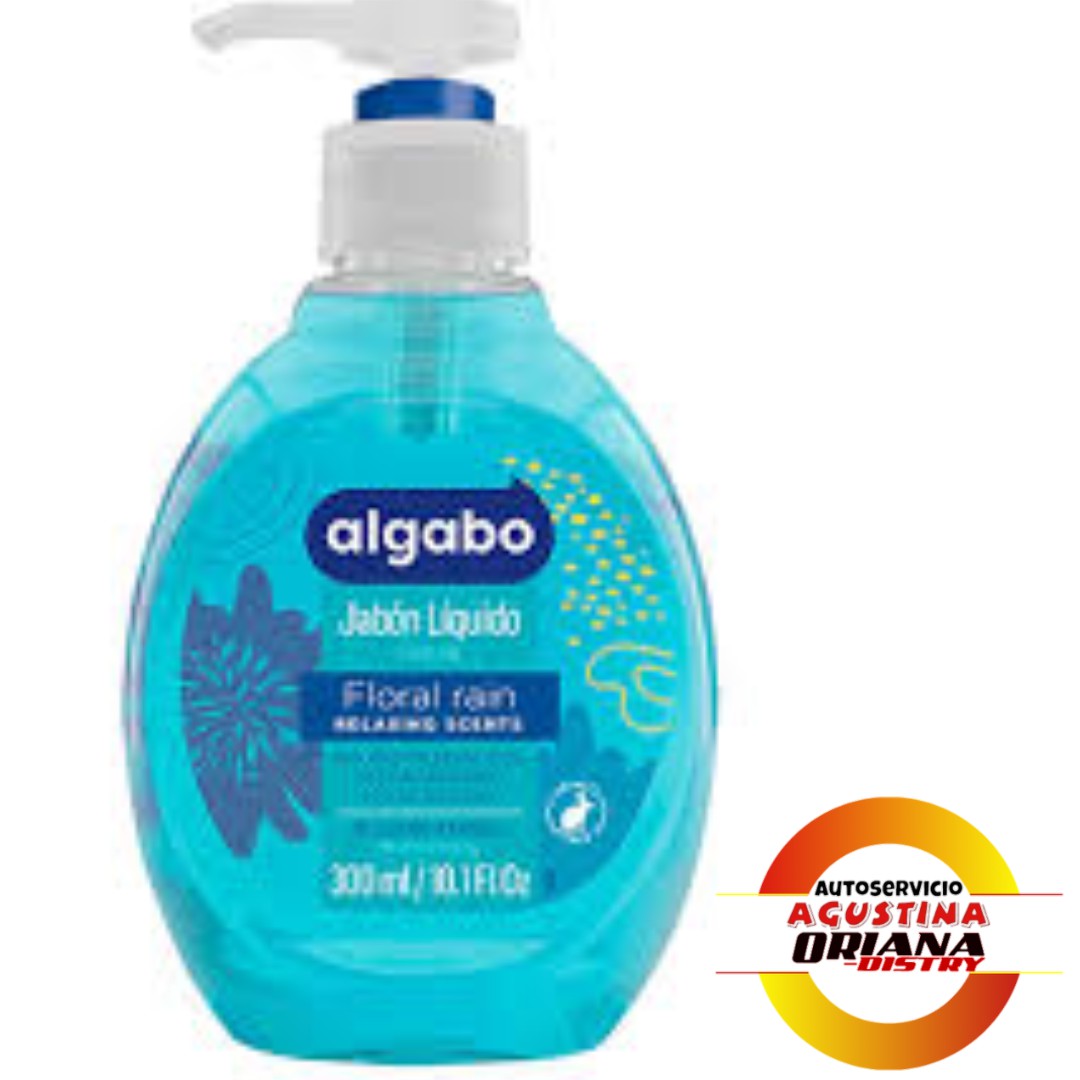 JABON LIQUIDO ALGABO X 300ML C/VALVULA-FLORAL RAIN