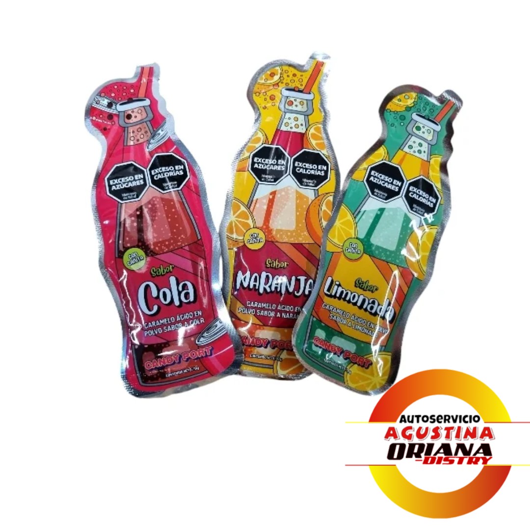 CARAMELOS ACIDOS EN POLVO SURTIDOS BOTELLITAS