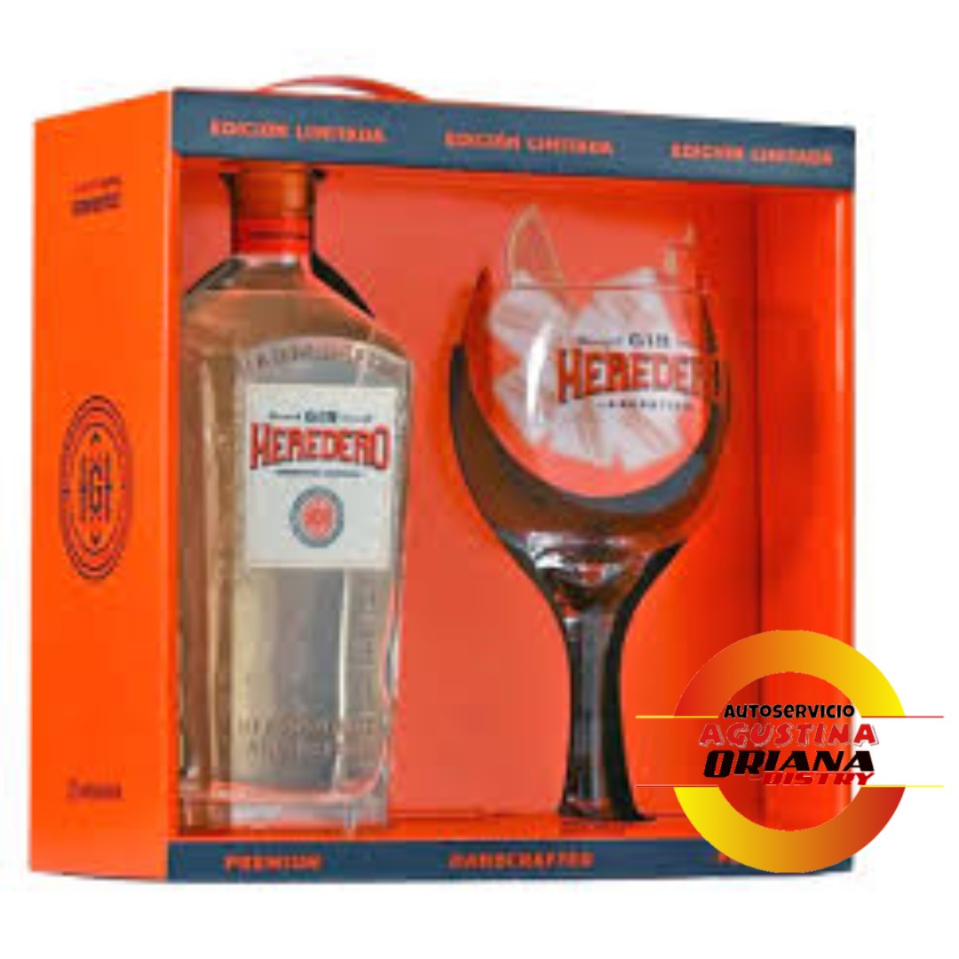 GIN HEREDERO NARANJA 700CC ESTUCHE C/COPA